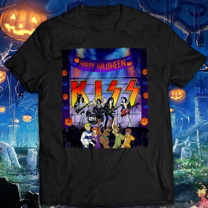 Scooby Kiss Pumpkin Ghost Grim Reaper Happy Halloween Funny Costume T-Shirt