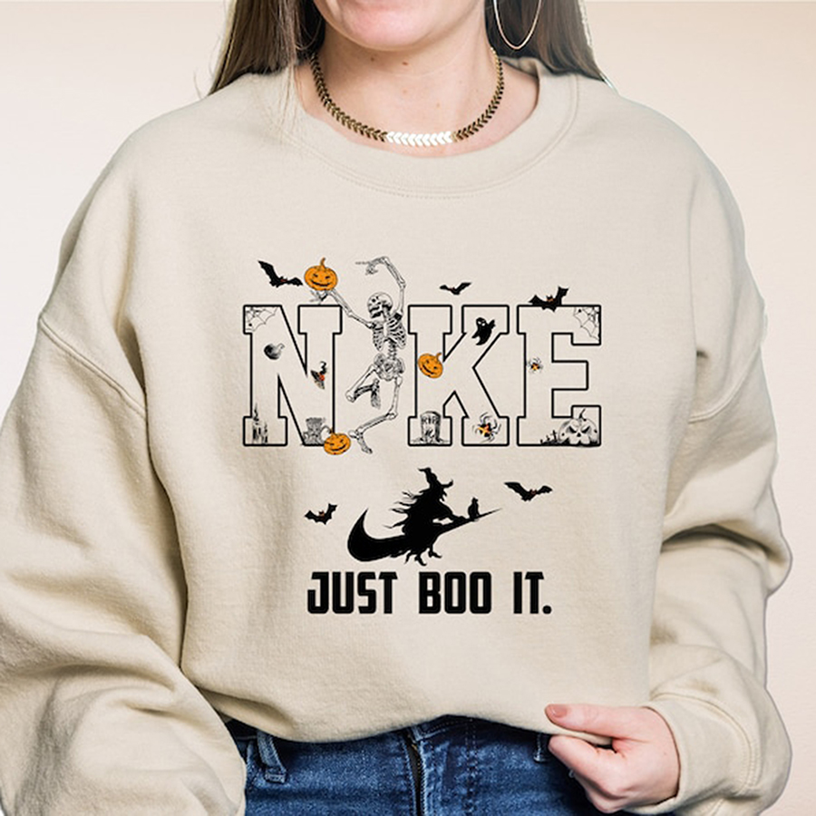 Halloween Ghost Nike Sweater, Swoosh Skeleton Sweatshirt