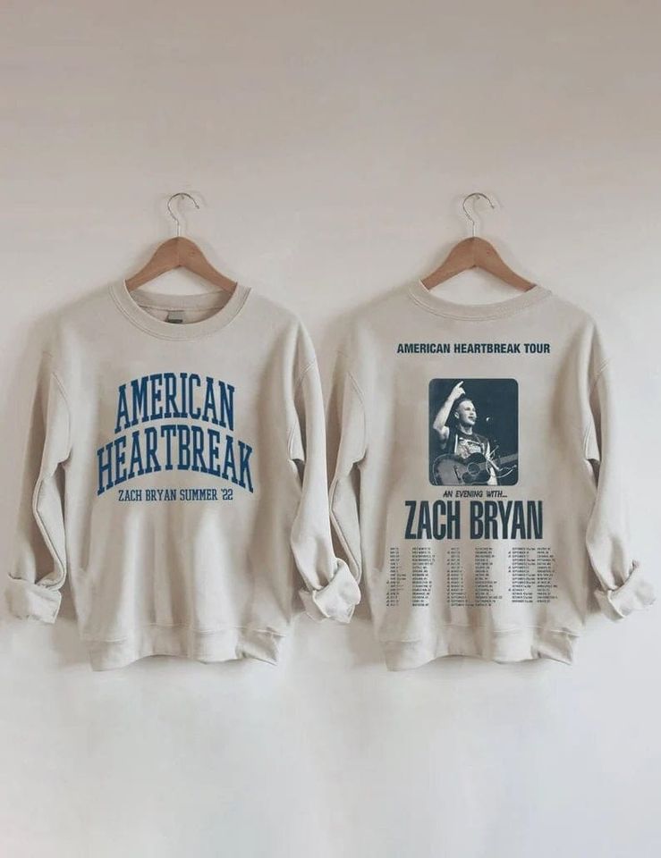 American Heartbreak Tour Printed 2 Sides Sweatshirt, Zach Bryan Shirt, Zach Bryan Album Merch