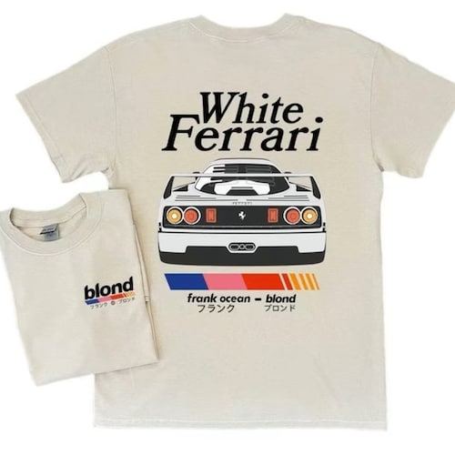 Blond Rap, White Ferrari Cool Graphic T-Shirt, Fan Shirt, Classic Style Shirt
