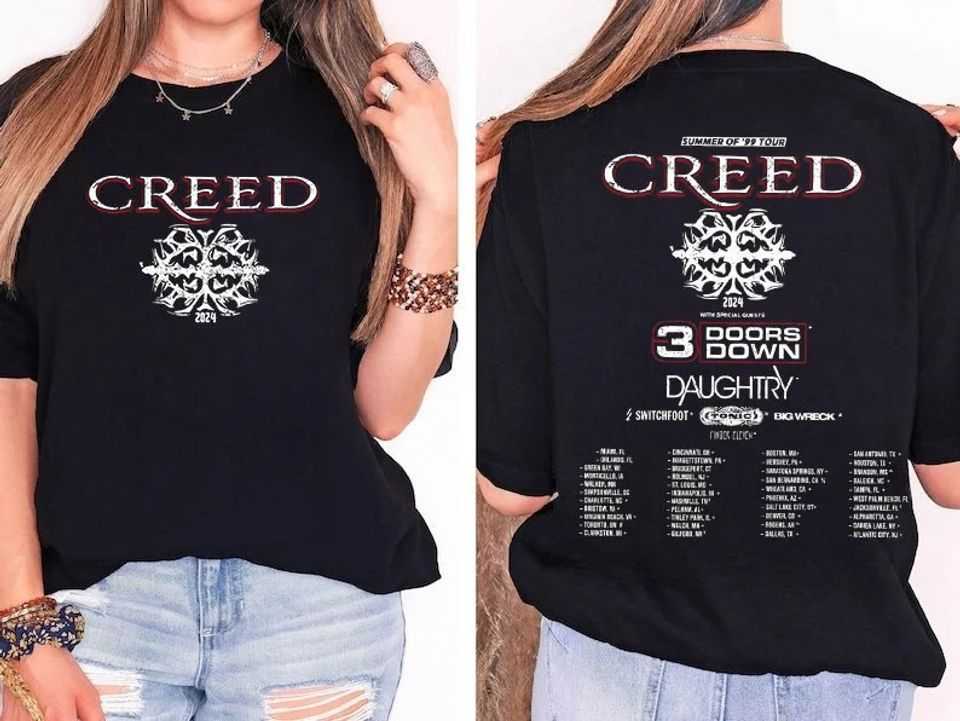 Creed 2024 Tour Summer of 99 Tour Two Sided Shirt, Creed Band Fan Shirt