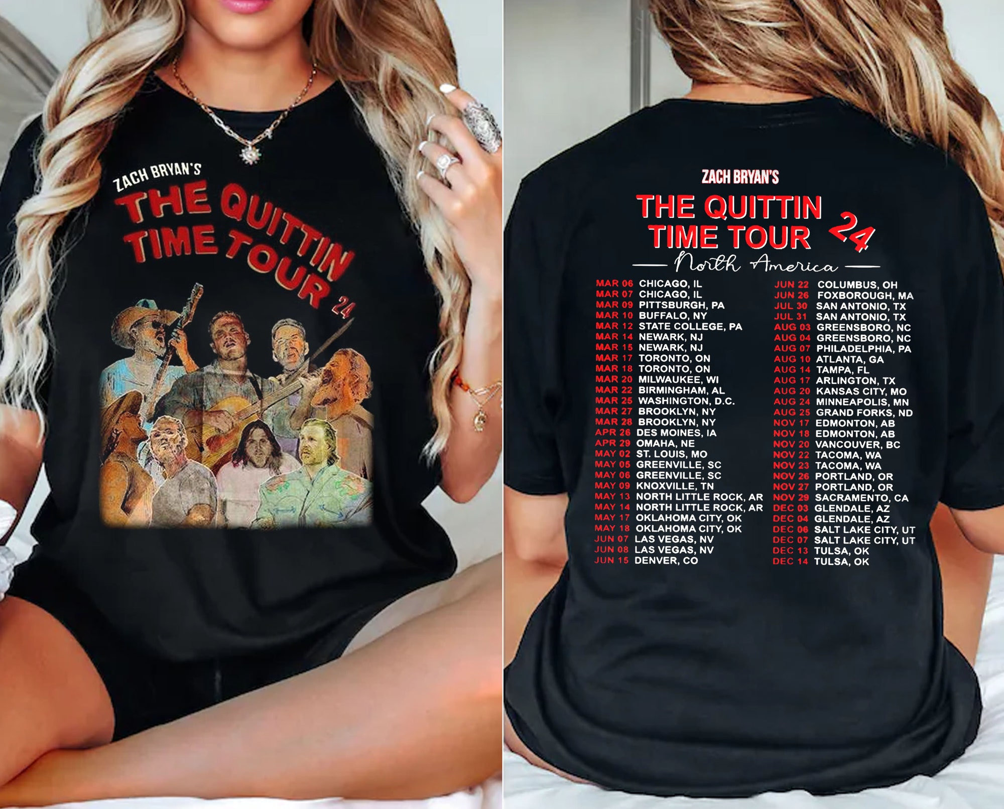 Vintage Zach Bryan The Quittin Time Tour 2024 Shirt,New Album Tee Gift Fan Shirt - Image 2